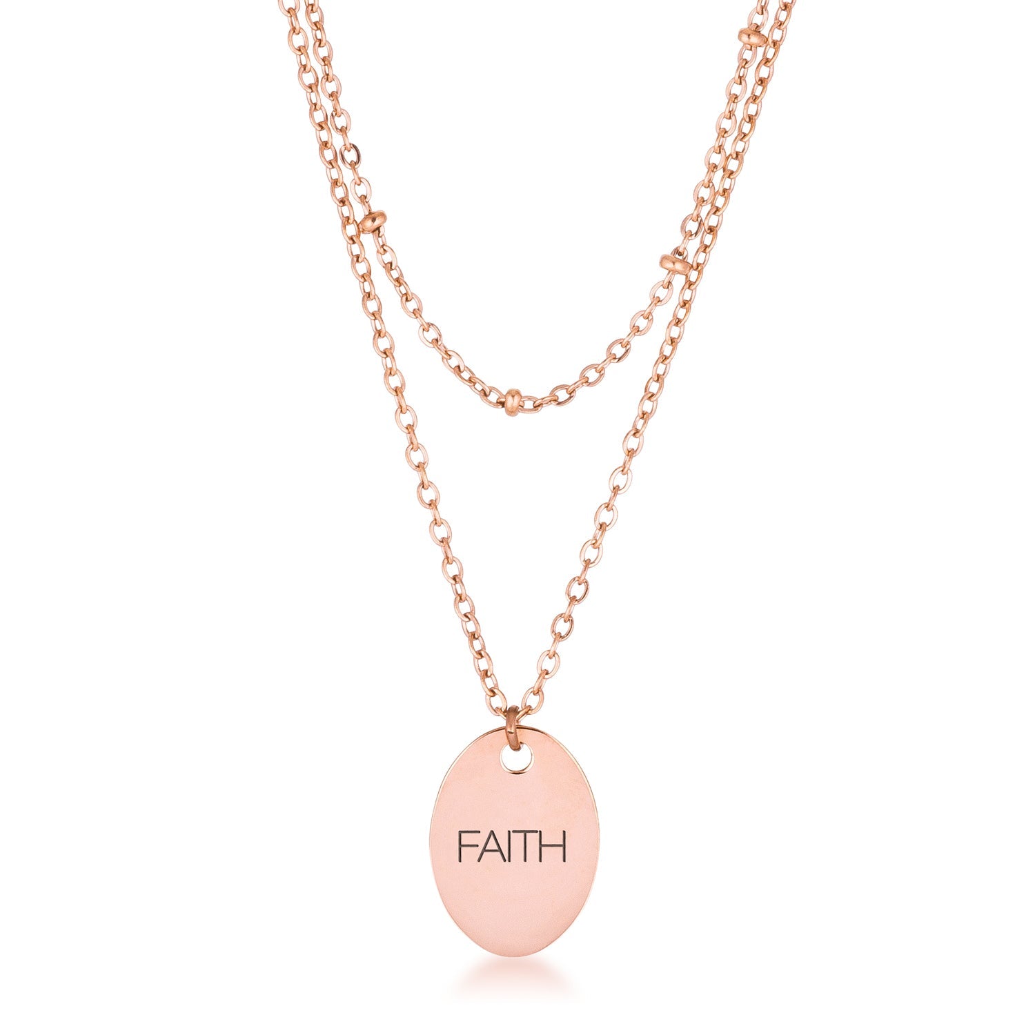 Rose Gold Plated Double Chain FAITH Necklace