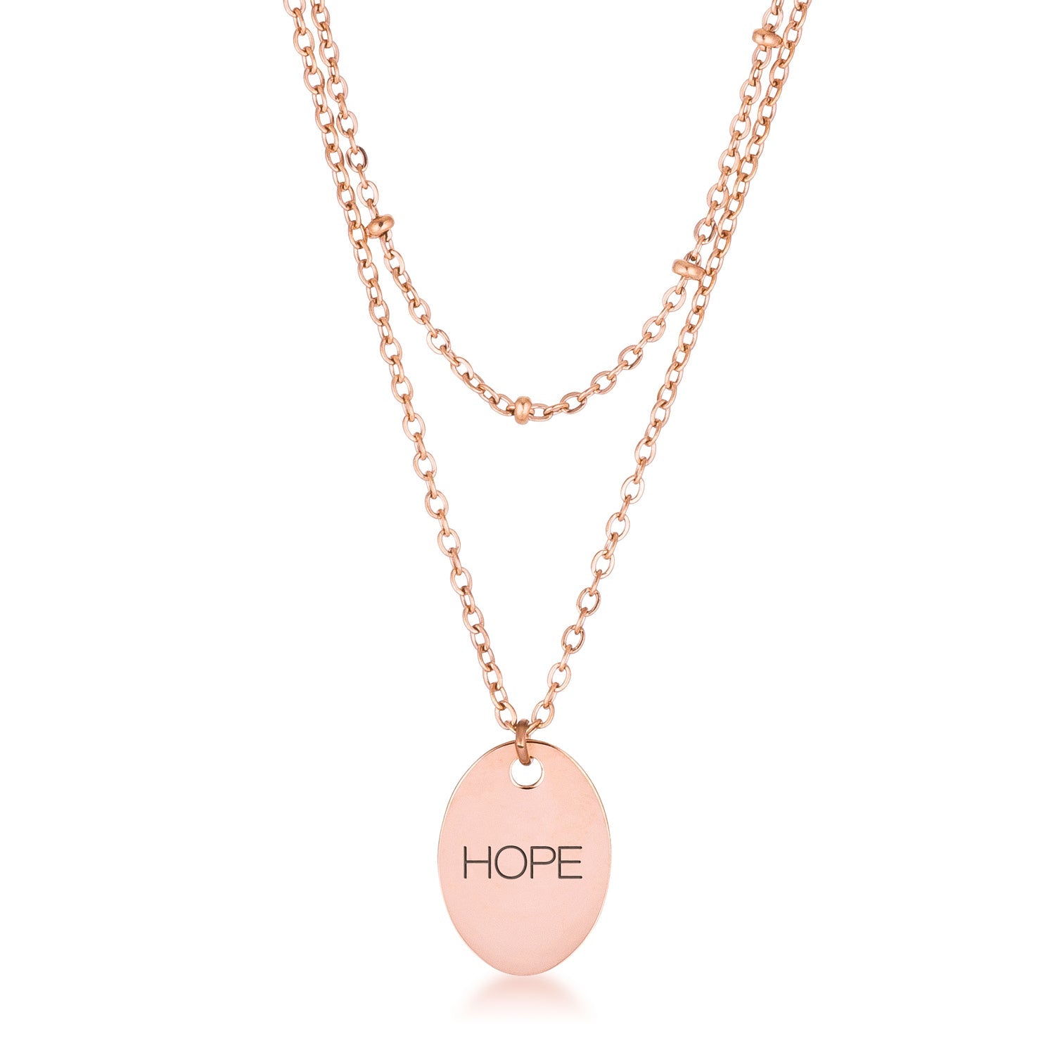 Rose Gold Plated Double Chain HOPE Necklace
