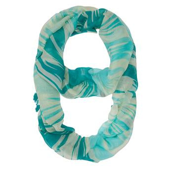 Shira Turquoise Zebra Infinity Scarf With Tassle Fringe