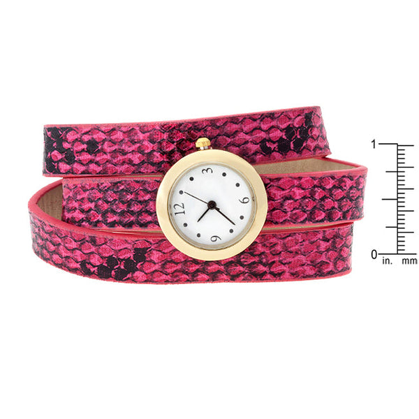 Pink Snakeskin Wrap Watch