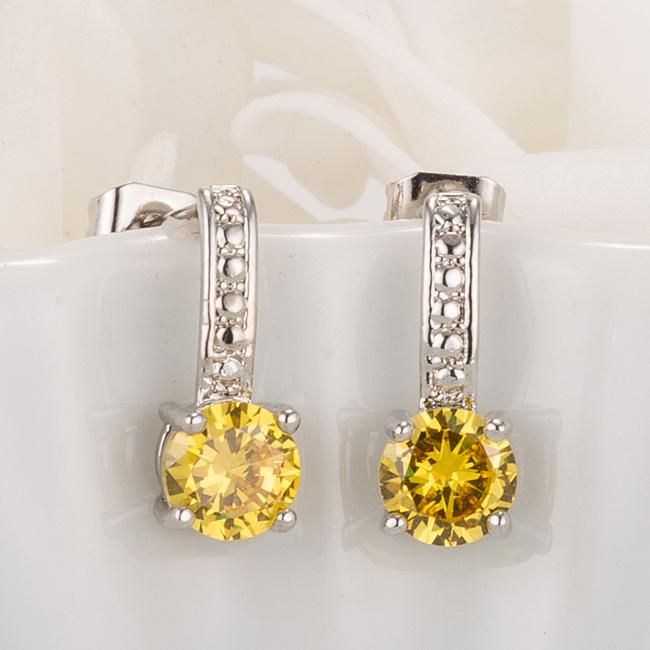 Antique Round Yellow CZ Drop Earrings