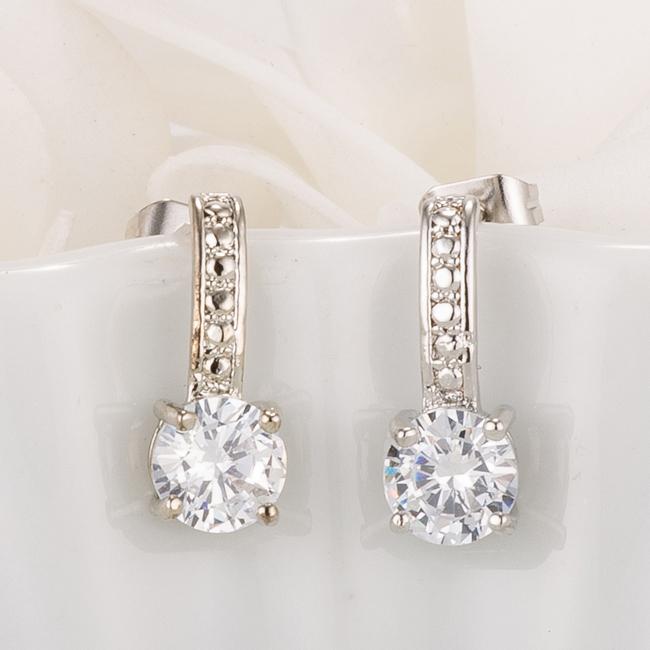 Antique Round Clear CZ Drop Earrings