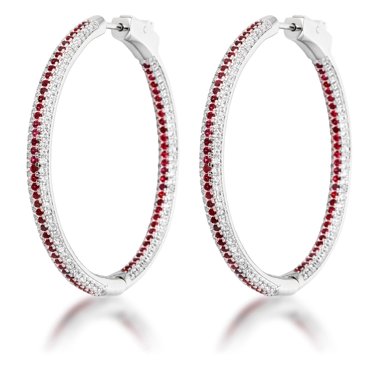 Red Micro Pave CZ Hoops