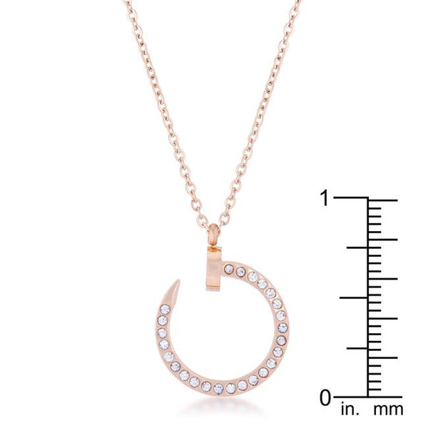 Cathy 0.2ct CZ Rose Gold Stainless Steel Drop Nail Necklace