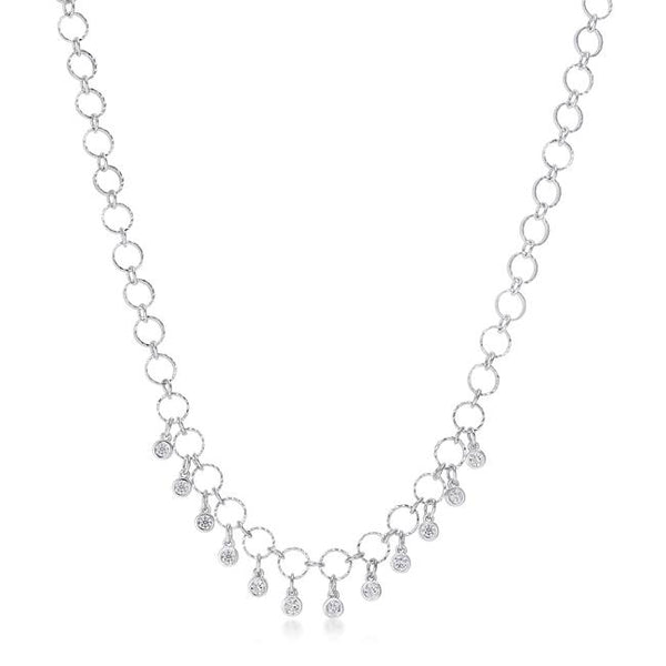 1.32 Ct Stunning Rhodium Necklace with CZ Charms