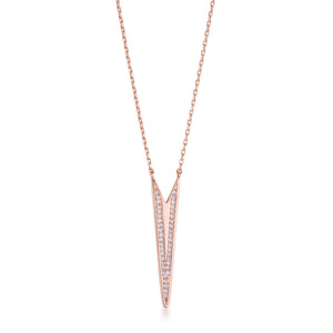 .2Ct Rose Gold Plated CZ Embedded Elongated Arrow Necklace