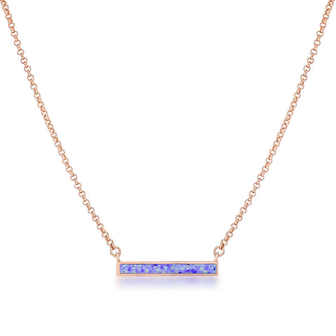 Rose Gold Plated Purple Opal Bar Necklace