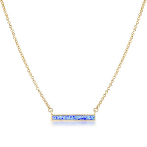 18k Gold Plated Blue Opal Bar Necklace