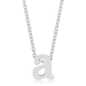 Rhodium Plated Finish Initial A Pendant