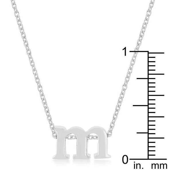 Rhodium Plated Finish Initial M Pendant