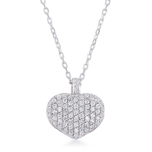 2.65Ct Rhodium Plated Double-Sided Cubic Zirconia Pave Heart Pendant