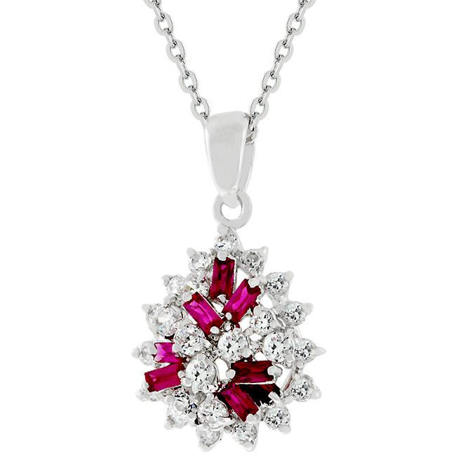 Mixed Ruby Red Cluster Pendant