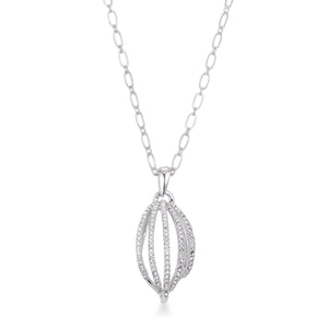 Rhodium Plated Contemporary Clear Crystal Drop Necklace