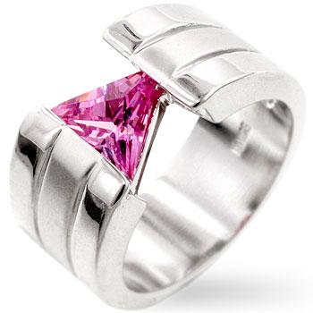 Futuristic Pink Cubic Zirconia Ring