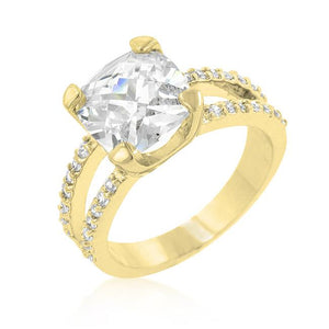 Double Band Cubic Zirconia Engagement Ring