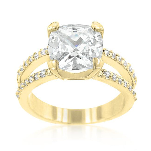 Double Band Cubic Zirconia Engagement Ring