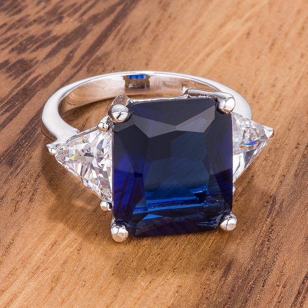 Royal Blue Radiant Cut Engagement Ring