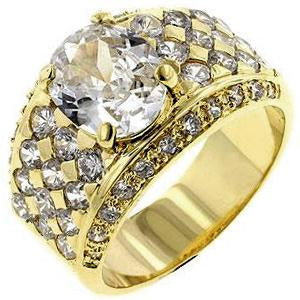 Gold Oval Cubic Zirconia Ring