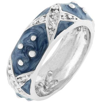 Marbled Blue Enamel Ring