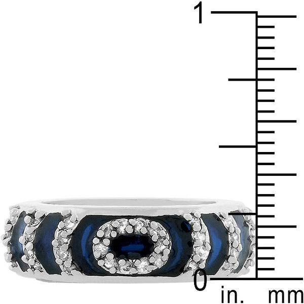 Navy Blue Enamel Ripple Ring