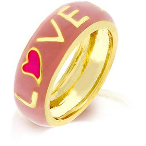 Love Is Pink Enamel Ring