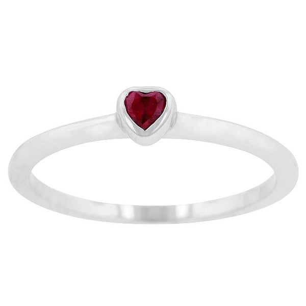 Ruby Red Heart Solitaire Ring