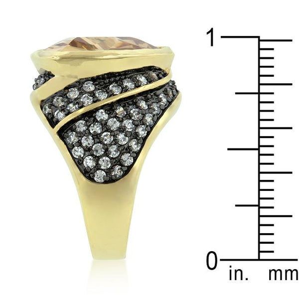 Triangle Cut Two-tone Finish Cocktail Ring
