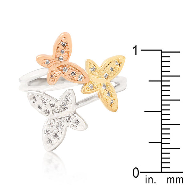 Triple Butterfly Cubic Zirconia Ring