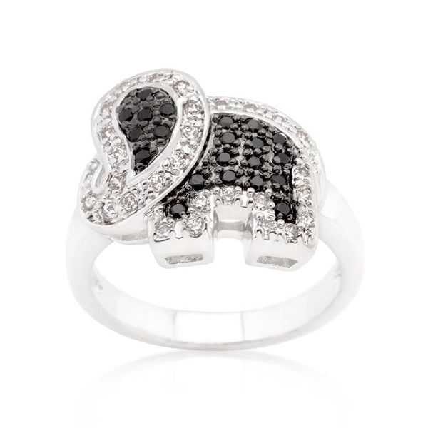 Black and White Cubic Zirconia Elephant Ring