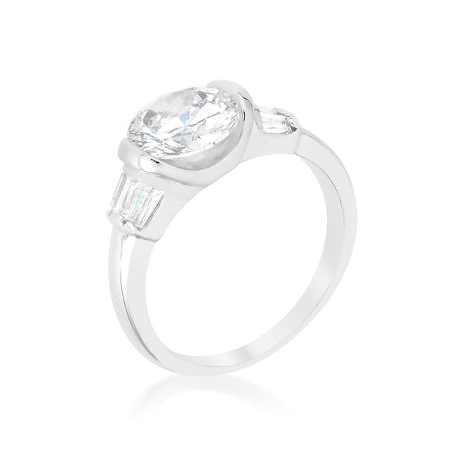 Round Cut Classic Clear Cocktail Ring
