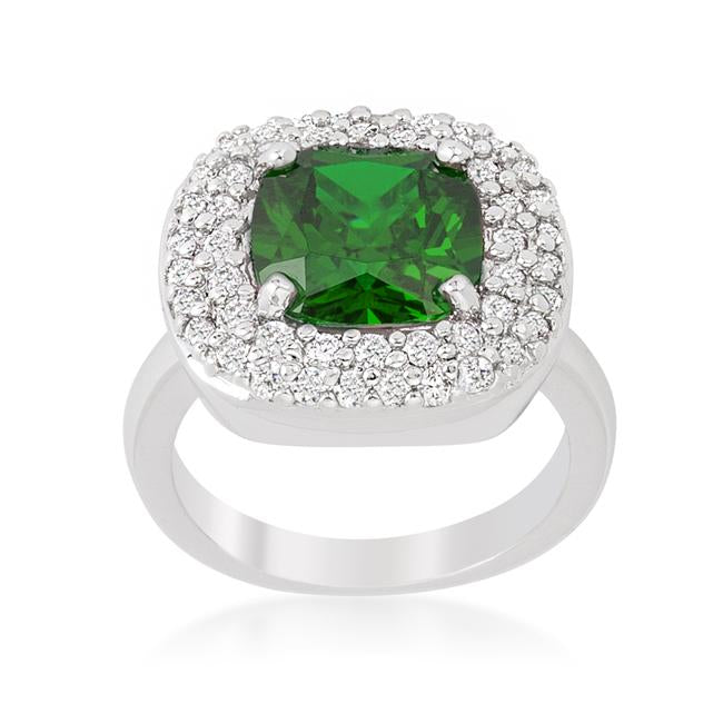 Micropave Green Bridal Cocktail Ring