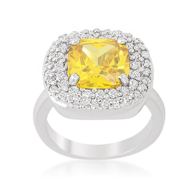 Micropave Yellow Bridal Cocktail Ring