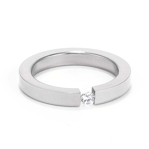 4MM Stainless Steel Floating Solitaire Ring