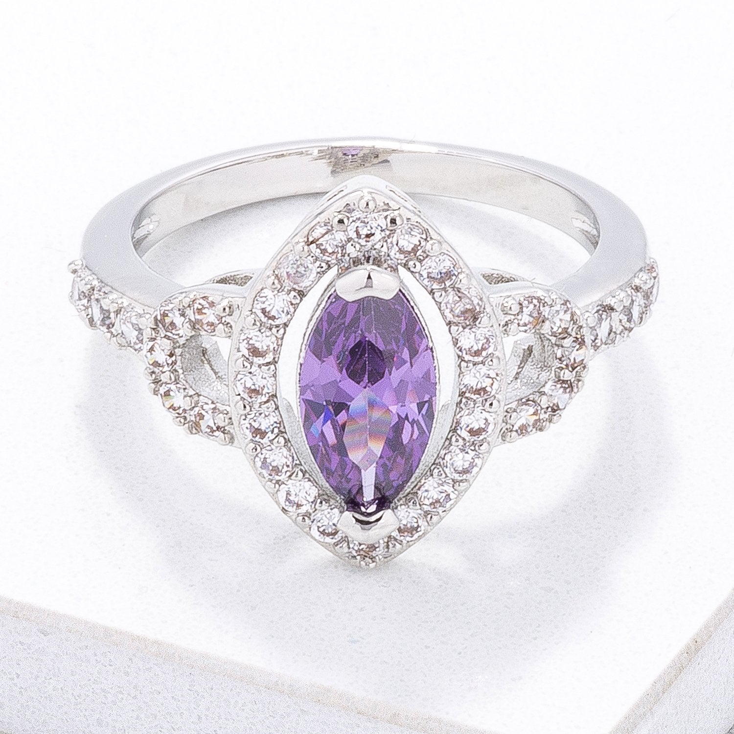 Vintage Purple CZ Halo Ring