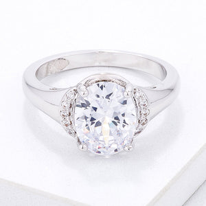 Simple Oval CZ Engagement Style Ring