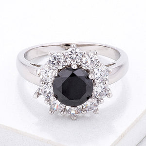 Black and White Halo Cocktail Ring