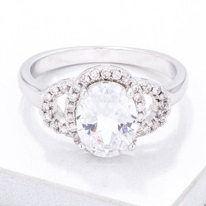Exquisite Clear Oval Pave Engagment Ring