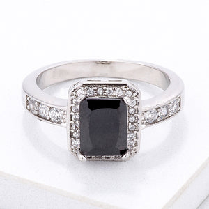 Elegant Black Emerald Cut CZ Ring