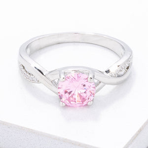 Simply Beautiful Twisted Pink CZ Ring