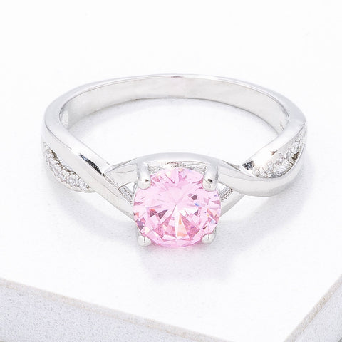 Simply Beautiful Twisted Pink CZ Ring