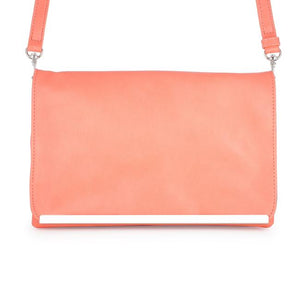 Martha Coral Leather Purse Clutch With Silver Hardware