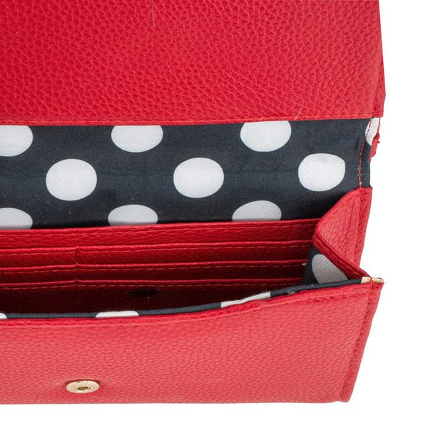 Laney Red Pebbled Faux Leather Clutch With Gold Chain Strap