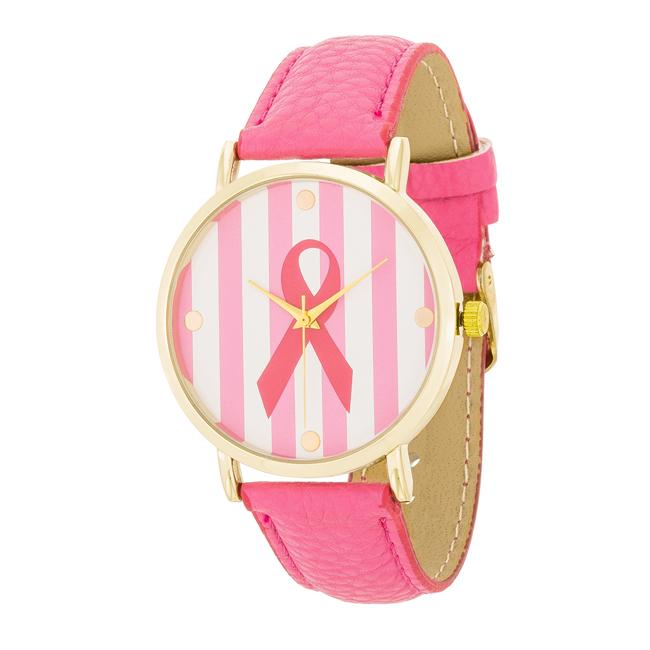 Breast Cancer Awareness Pink Leather Watch