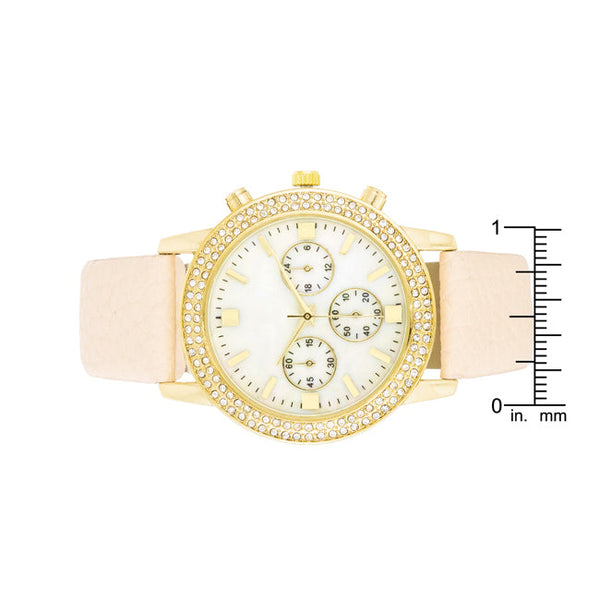Shell Pearl Dial Watch With Crystals