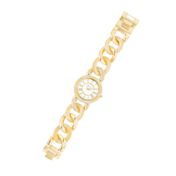 Gold Link Watch with Crystlas