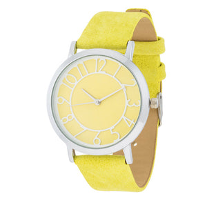 Silver Watch With Yellow Leather Strap