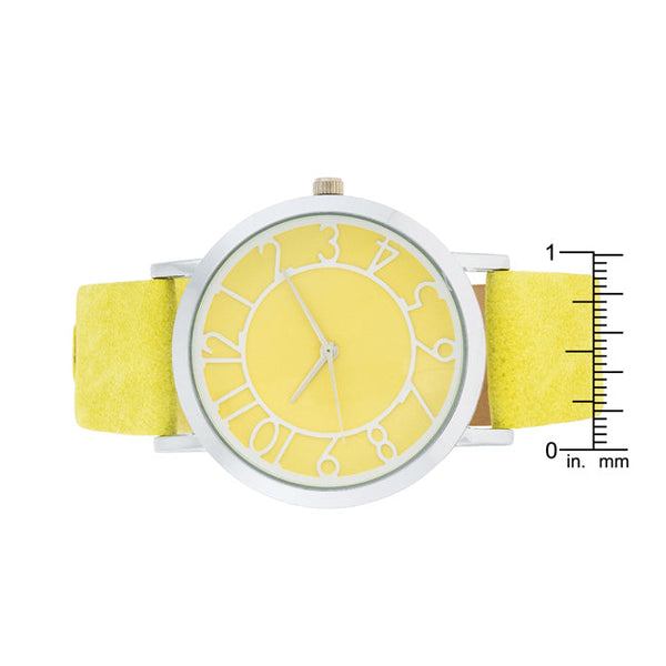Silver Watch With Yellow Leather Strap