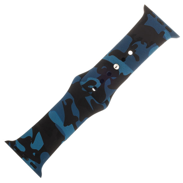 Blue Camo Silicone Sports Watch Band 42mm