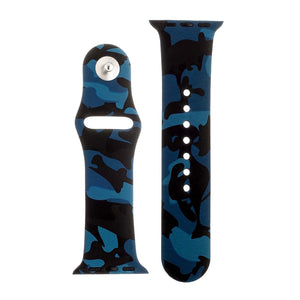 Blue Camo Silicone Sports Watch Band 42mm