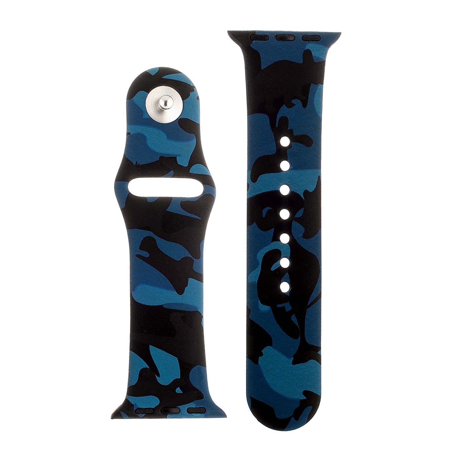 Blue Camo Silicone Sports Watch Band 38mm